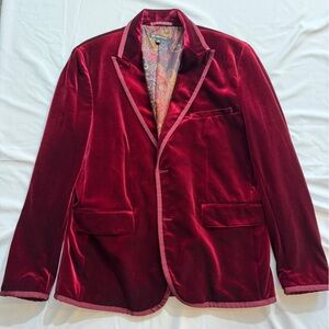 INC International Concepts Velvet Blazer in Deep Red